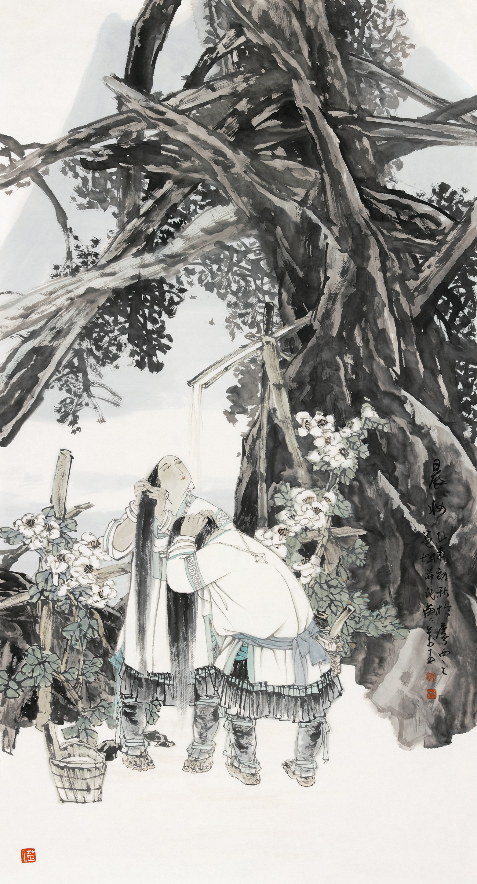 柒万里 晨妆（中国画）