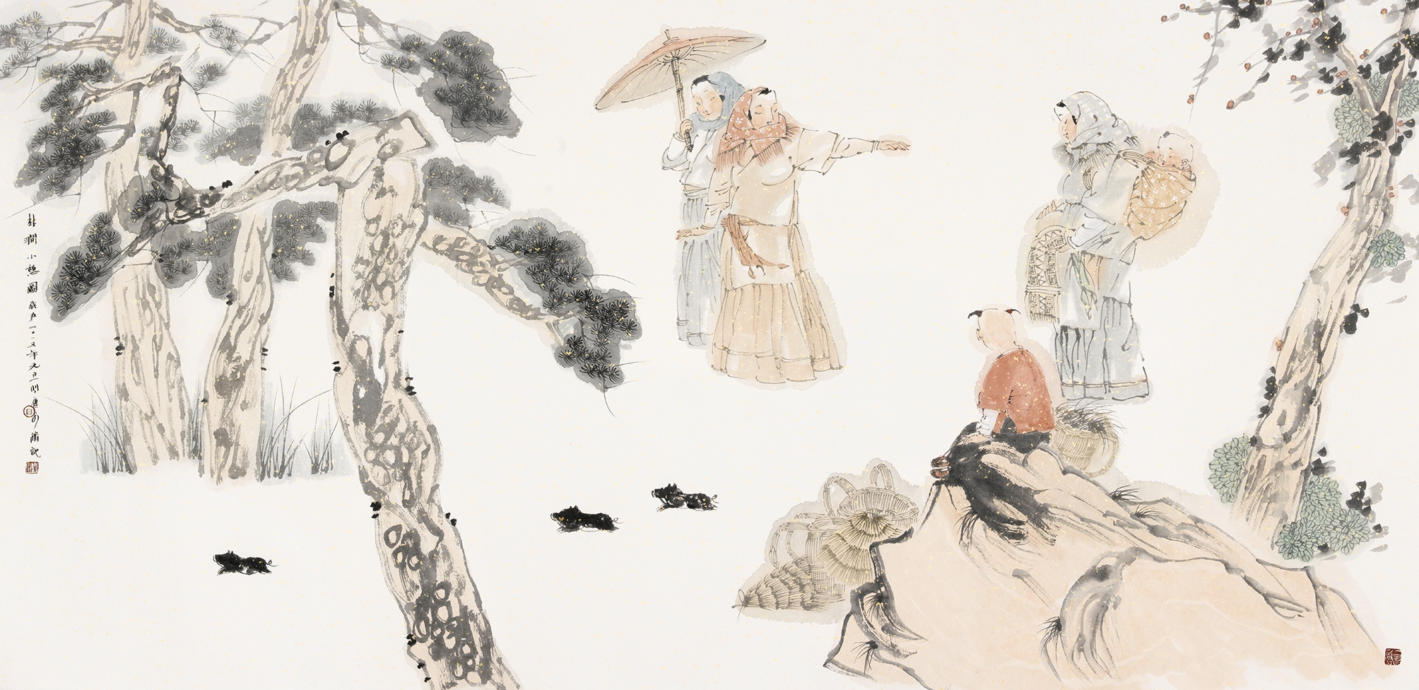 韦文翔 林涧小憩图（中国画）